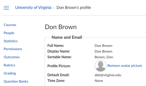 UVACanvas user profile example